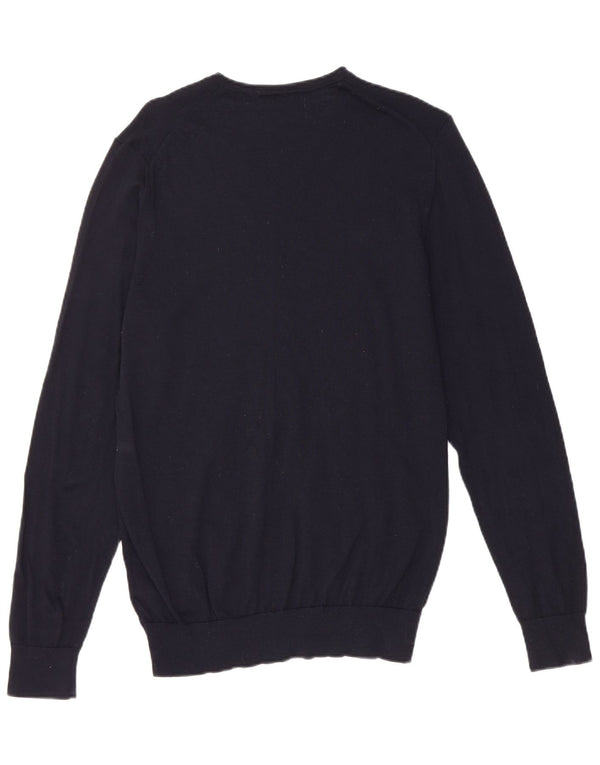 Marks & Spencer Mens V-Neck Jumper Sweater Medium Navy Blue Merino Wool