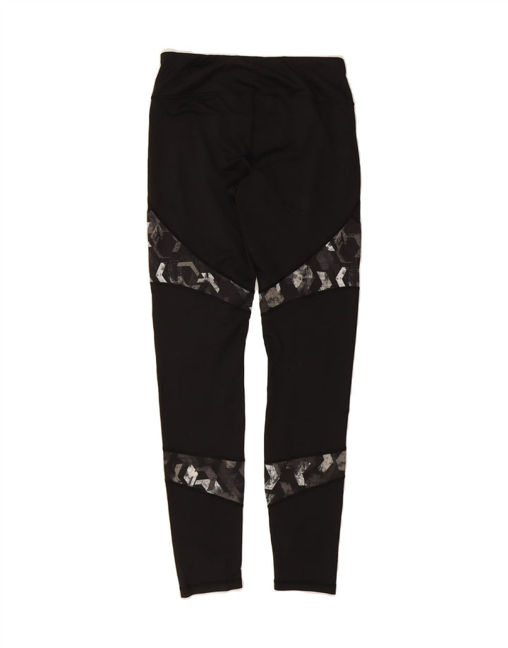 REEBOK Womens Leggings UK 12 Medium  Black Geometric Polyester Vintage Reebok and Second-Hand Reebok from Messina Hembry 
