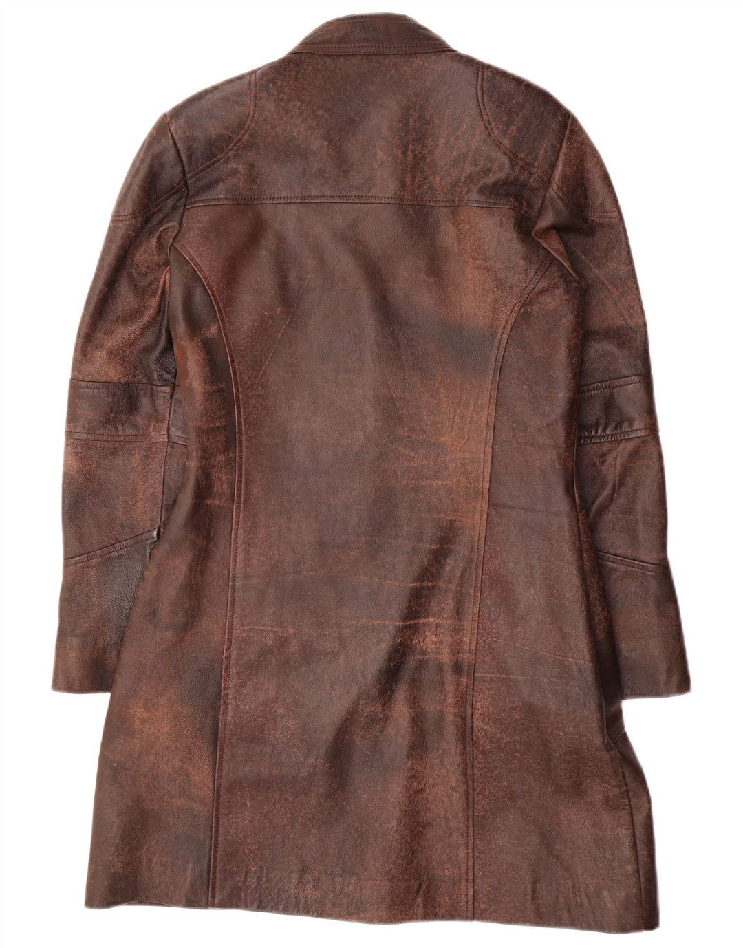 Vintage Γυναικείο Δερμάτινο Παλτό UK 14 Δερμάτινο Μεσαίο Καφέ