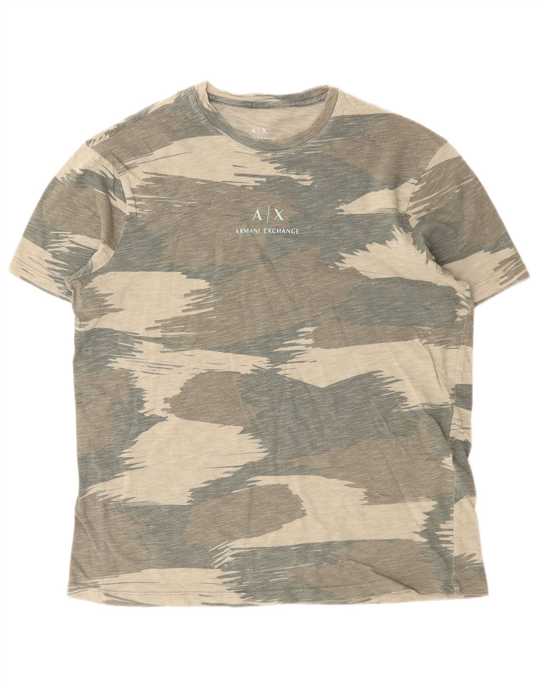 Armani Exchange Ανδρικό γραφικό T-Shirt Top Μικρό Χακί Καμουφλάζ Βαμβακερό