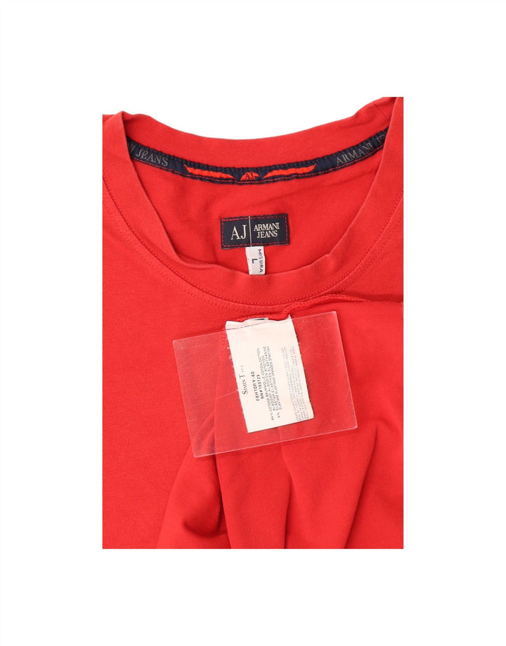 ARMANI JEANS Mens T-Shirt Top Large Red Cotton