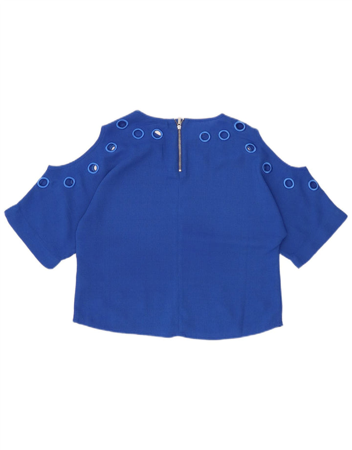 KAREN MILLEN Γυναικεία υπερμεγέθη Crop Μπλούζα τοπ UK 10 Small Blue Polyester