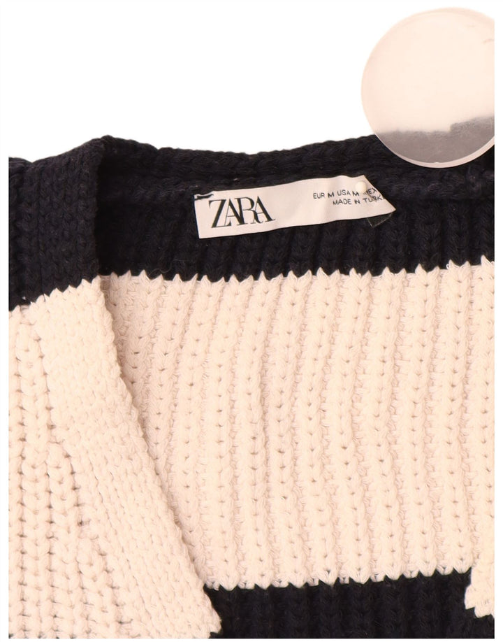 Zara Γυναικείο Γιλέκο Tank Top UK 14 Medium Off White Ριγέ Πολυεστέρας