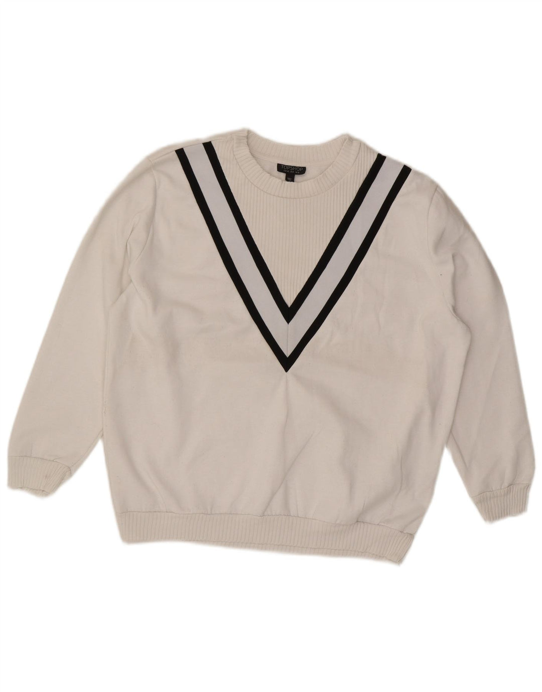 Γυναικείο φούτερ Topshop Oversized Jumper UK 12 Medium White ριγέ
