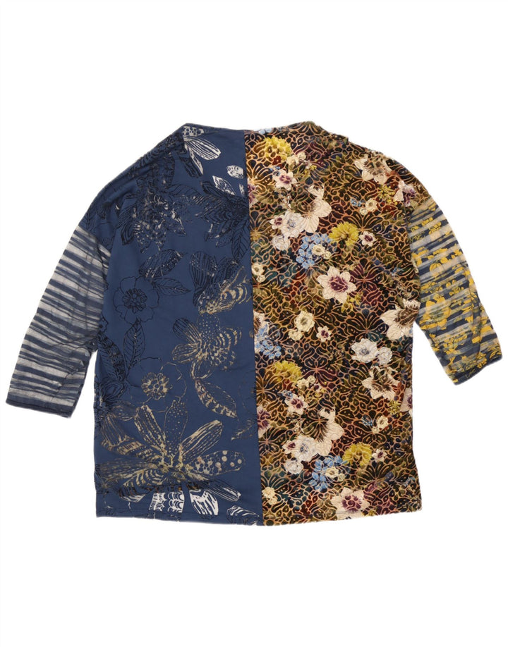 Desigual γυναικείο υπερμεγέθη μανίκι 3/4 UK 16 μεγάλα πολύχρωμα φλοράλ