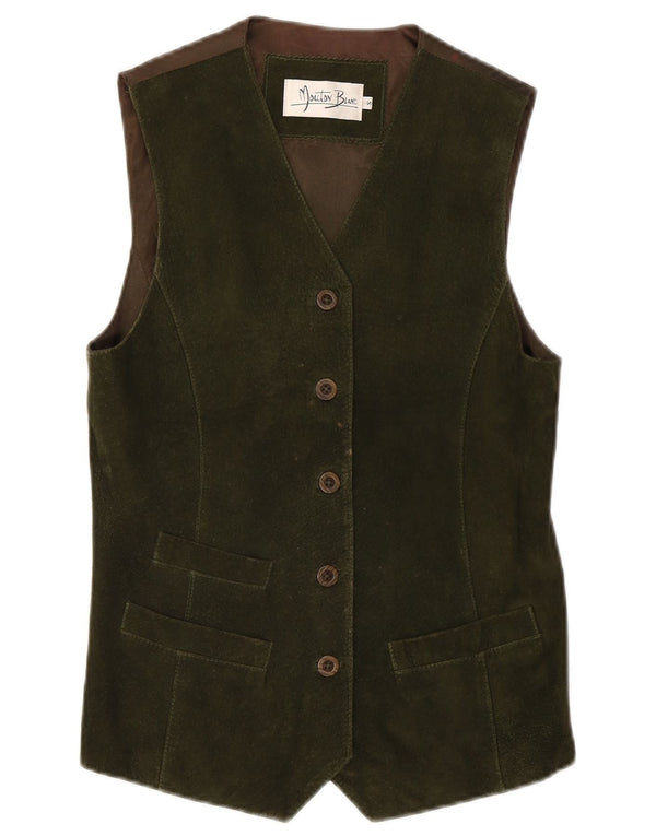 Γυναικείο σουέτ γιλέκο Mouton Blanc UK 10 Small Green Leather