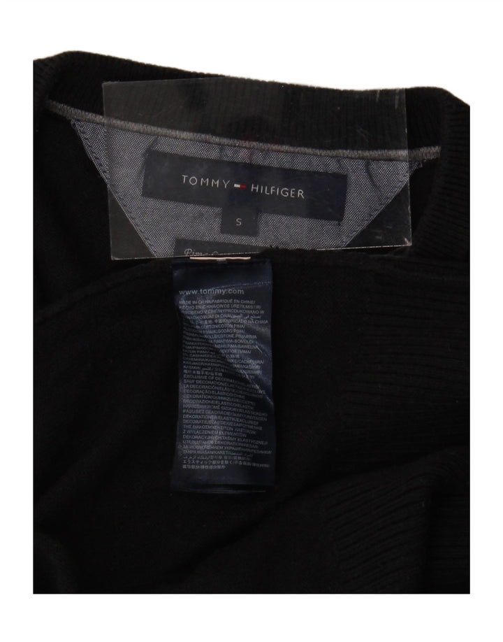 TOMMY HILFIGER Ανδρικό πουλόβερ με λαιμόκοψη με V λαιμόκοψη, μικρό μαύρο βαμβακερό