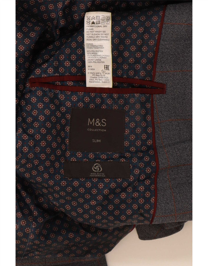 Marks & Spencer Ανδρικό σακάκι μπλέιζερ με 2 κουμπιά 36 Small Blue Check