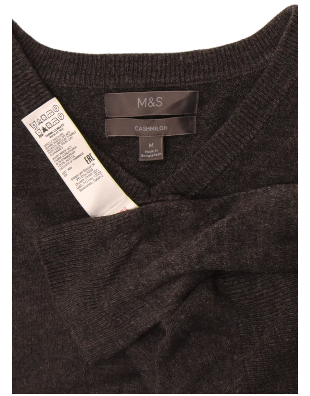 MARKS & SPENCER Ανδρικό πουλόβερ με λαιμόκοψη με V λαιμόκοψη Μεσαίο Γκρι Ακρυλικό