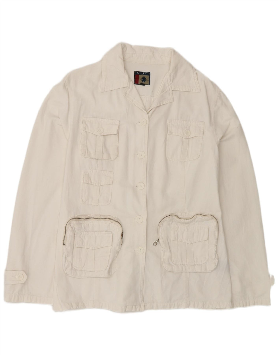 VINTAGE Womens Utility Jacket UK 18 XL White Cotton