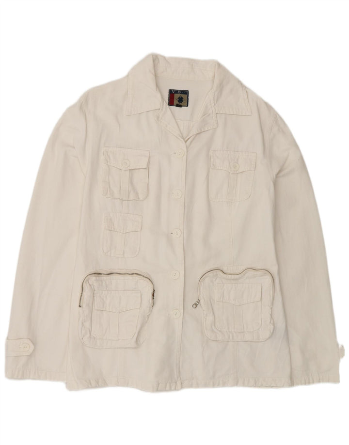 VINTAGE Womens Utility Jacket UK 18 XL White Cotton