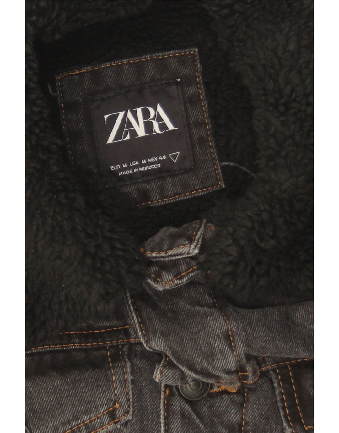 Zara Mens Sherpa Τζιν μπουφάν UK 38 Medium Grey