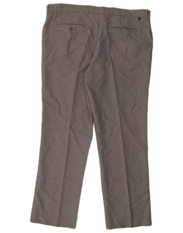 Farah Mens Straight Casual Trousers W42 L31 Grey Cotton