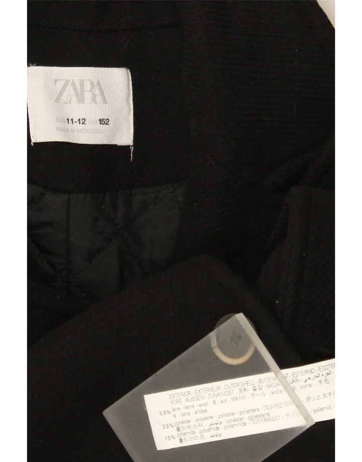 Zara Girls Pea Παλτό 11-12 ετών Μαύρο Μαλλί