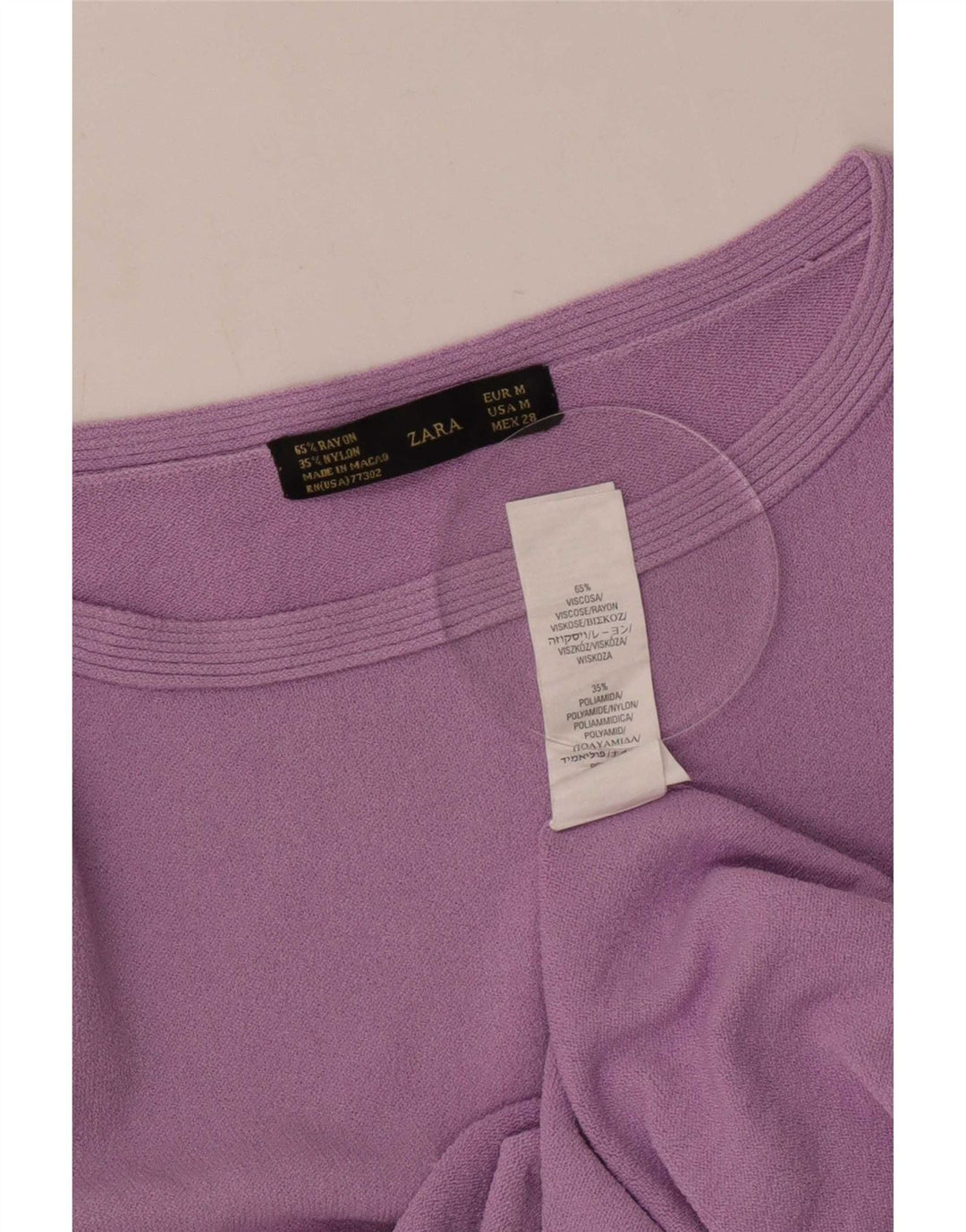 Zara γυναικείο τοπ 3/4 μανίκι UK 12 μεσαία μωβ βισκόζη