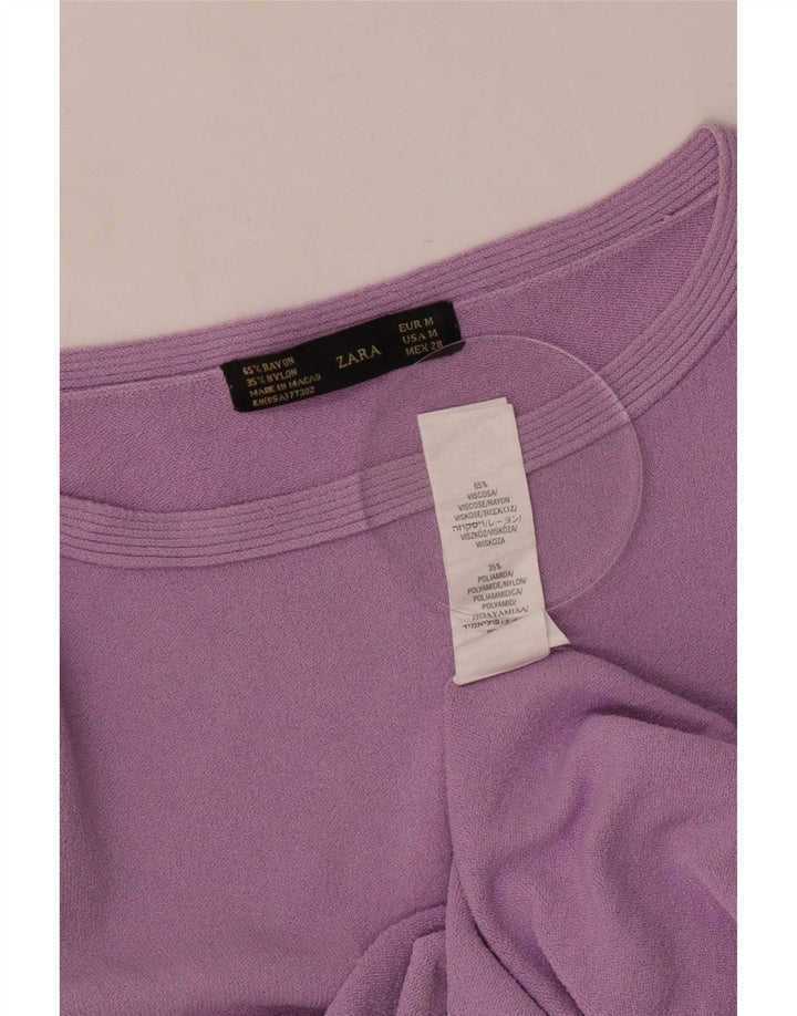 Zara γυναικείο τοπ 3/4 μανίκι UK 12 μεσαία μωβ βισκόζη