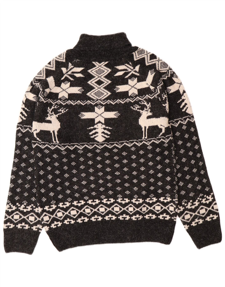 Ανδρικό πουλόβερ Aton Turtle Neck Jumper Medium Black Fair Isle Christmas