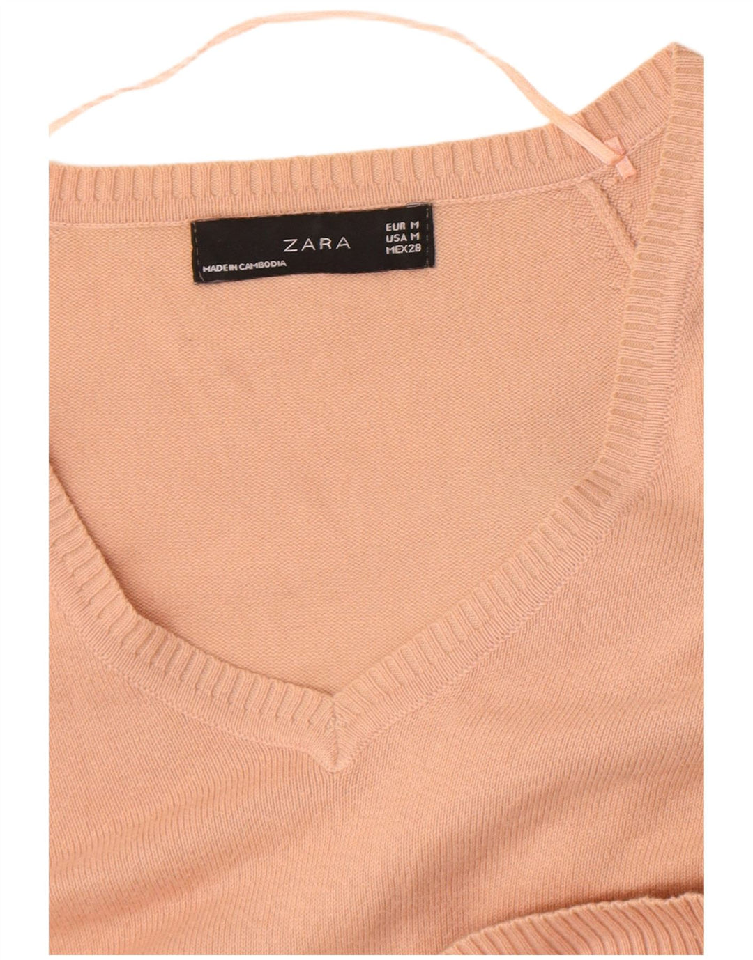 Zara Γυναικείο πουλόβερ με λαιμόκοψη με V λαιμόκοψη UK 12 Medium Pink