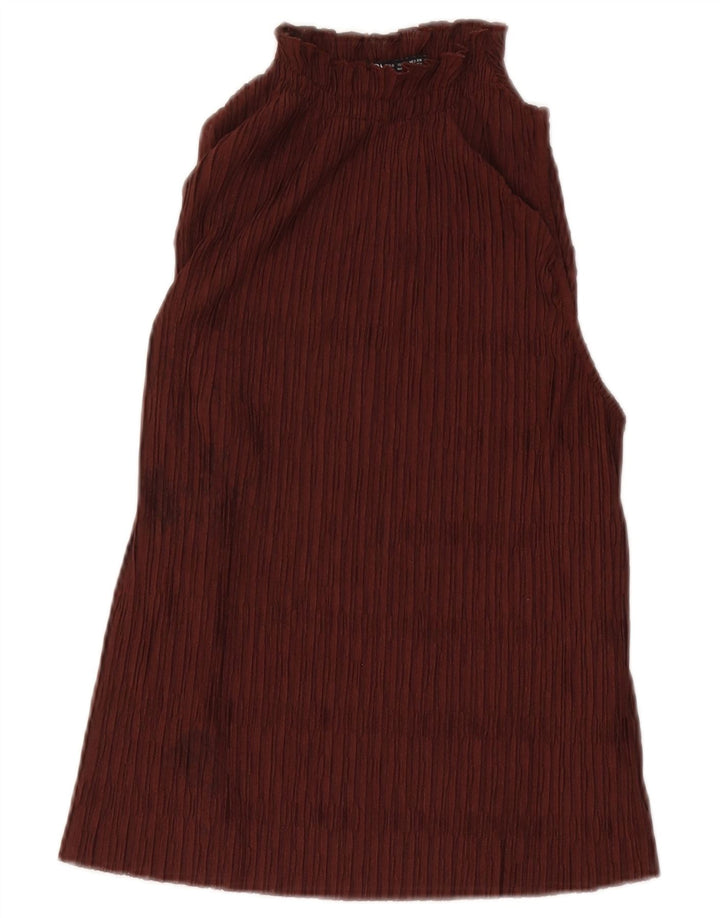 Zara Womens Halter Top UK 10 Small Burgundy Polyester