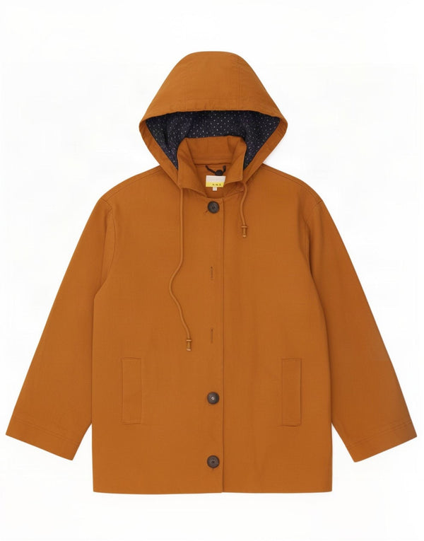 Hobbs γυναικείο μπουφάν βροχής με κουκούλα UK 10 Small Brown Flecked Cotton
