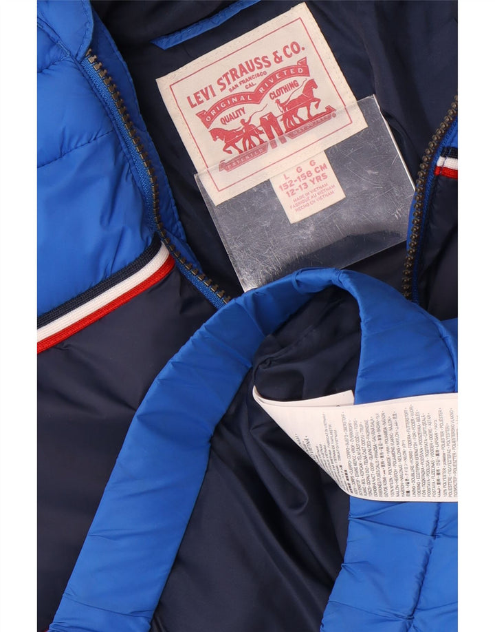 Levi's Boys Graphic Hooded Jacket 12-13 Years Large Blue Colourblock