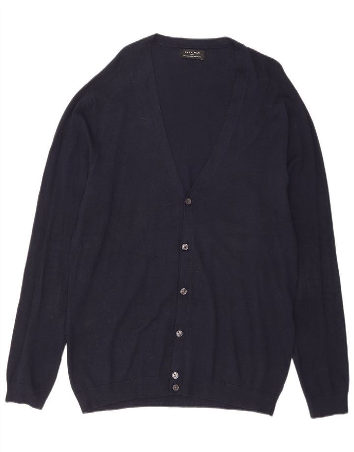 Ανδρικό πουλόβερ Zara Ζακέτα Large Navy Blue