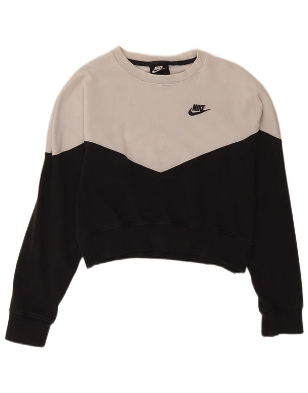 Γυναικείο φούτερ Nike Crop Jumper UK 14 Medium Black Colourblock Βαμβακερό