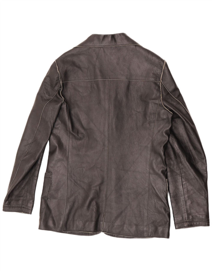 Vintage Γυναικείο Δερμάτινο Μπουφάν UK 16 Large Μαύρο με 3 κουμπιά