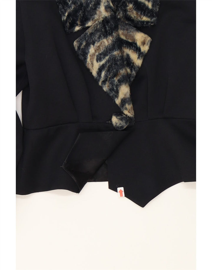 VINTAGE Womens 1 Button 3/4 Sleeve Blazer Jacket UK 14 Medium Black Vintage Vintage and Second-Hand Vintage from Messina Hembry 