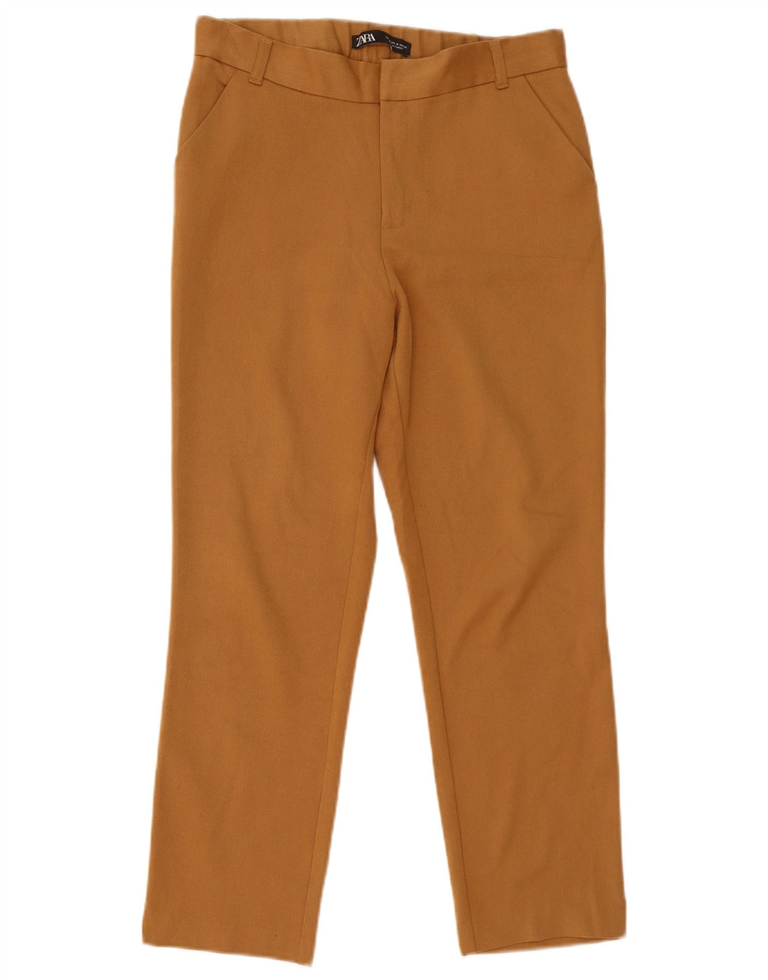 Zara Γυναικείο Slim Cropped Παντελόνι Μεσαίο W28 L25 Καφέ Πολυεστέρας