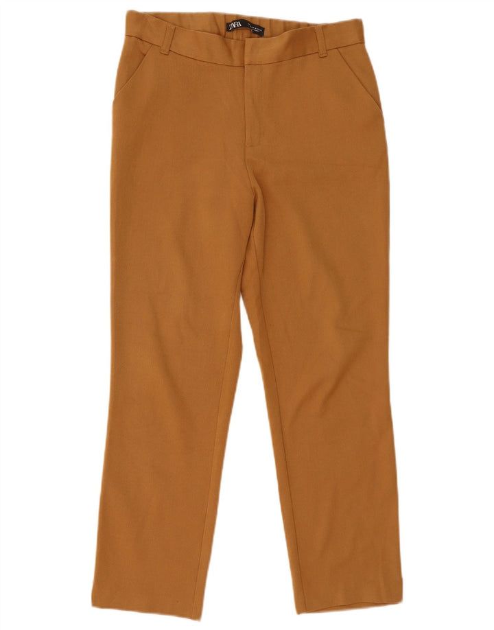 Zara Γυναικείο Slim Cropped Παντελόνι Μεσαίο W28 L25 Καφέ Πολυεστέρας