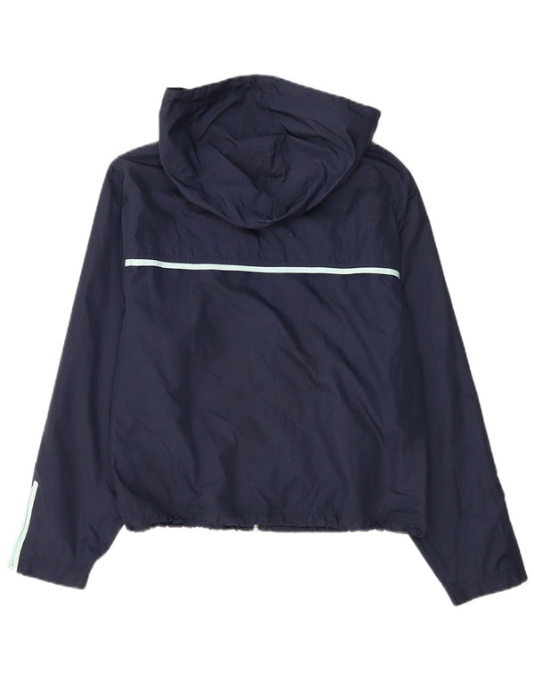 Reebok Womens Hooded Rain Jacket UK 14 Medium Navy Blue Polyester