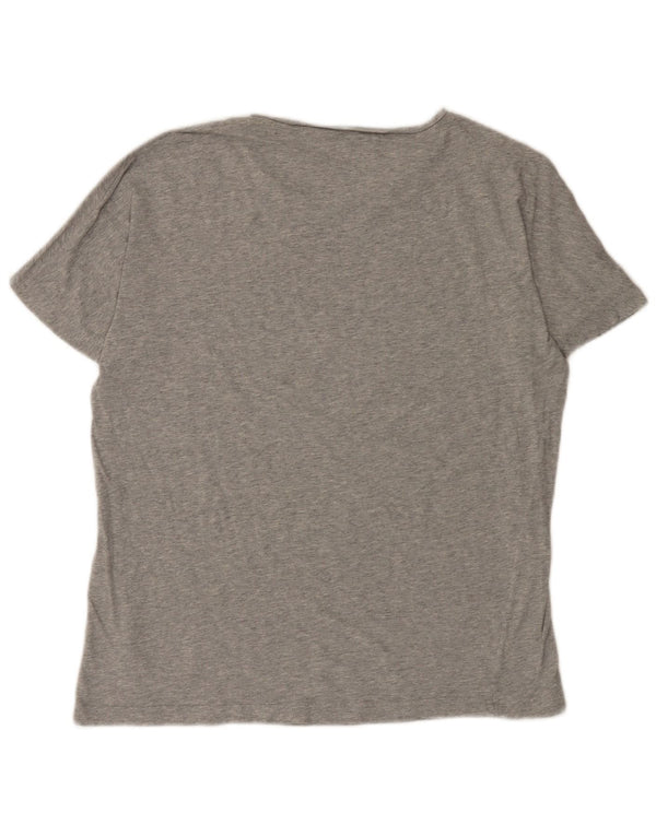 Benetton Womens Graphic T-Shirt Top Large Grey Flecked Cotton