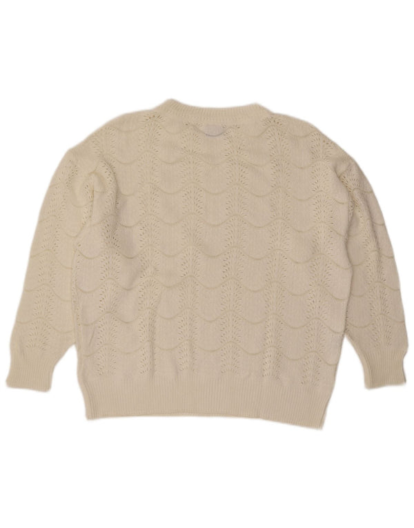 Vintage γυναικείο πουλόβερ με λαιμόκοψη IT 46 Large Off White Chevron