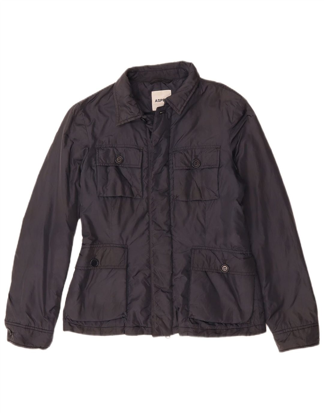 Aspesi Mens Utility Jacket UK 38 Medium Navy Blue Polyamide