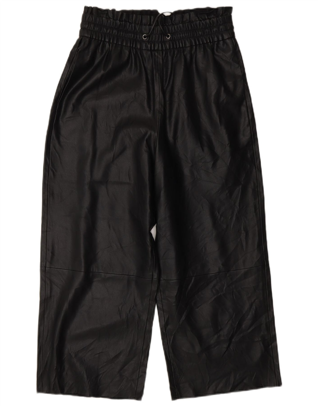 Γυναικείο παντελόνι ZARA Crop Wide Leg Faux Leather XS W25 L20 Μαύρο