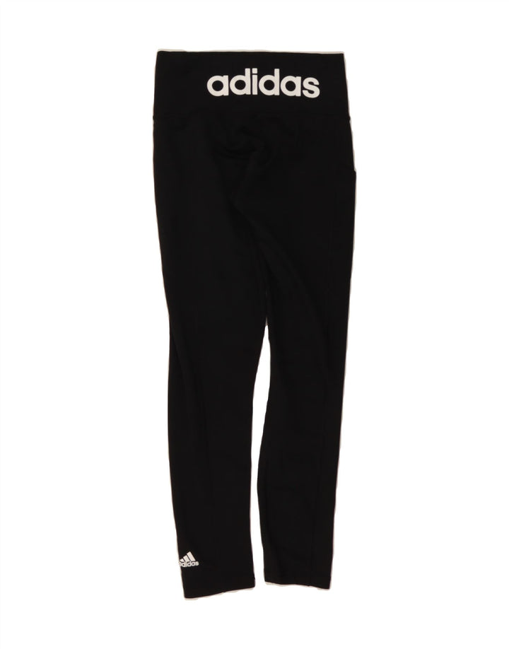 ADIDAS Womens Climalite Graphic Leggings UK 8/10 Small  Black Polyester Vintage Adidas and Second-Hand Adidas from Messina Hembry 