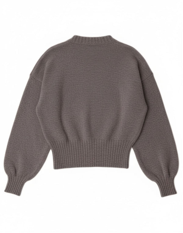 Γυναικείο πουλόβερ Benetton Crop Boat Neck Jumper UK 10 Small Grey Wool