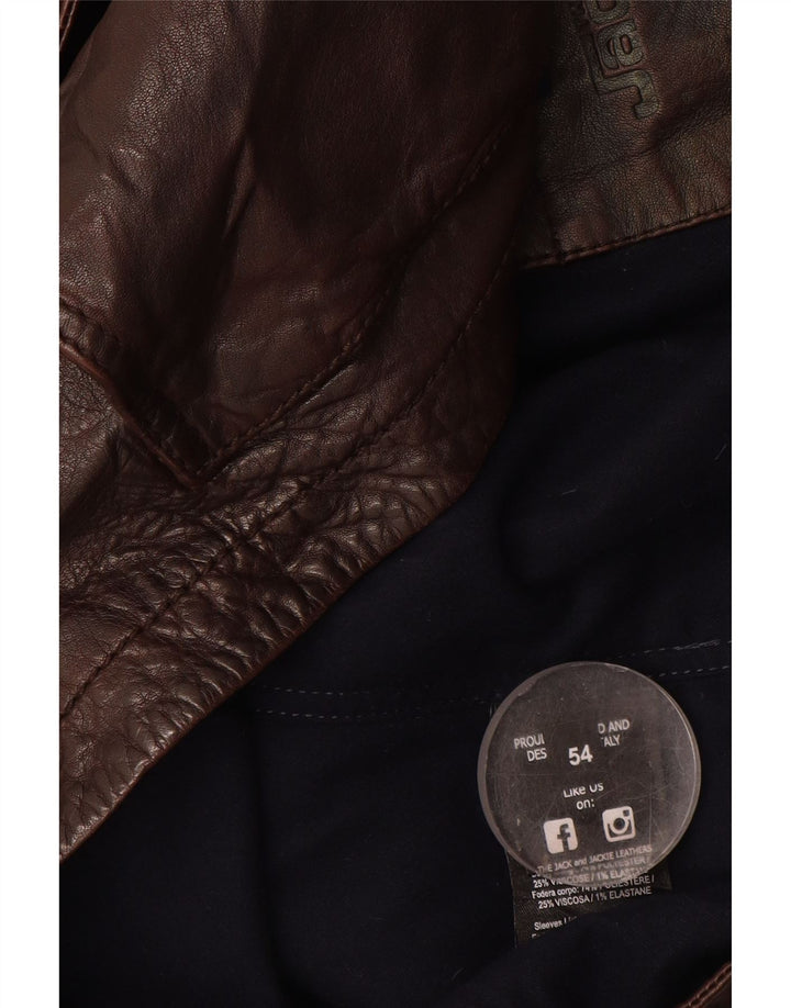 Vintage Ανδρικό Δερμάτινο Μπουφάν IT 54 2XL Καφέ Δερμάτινο