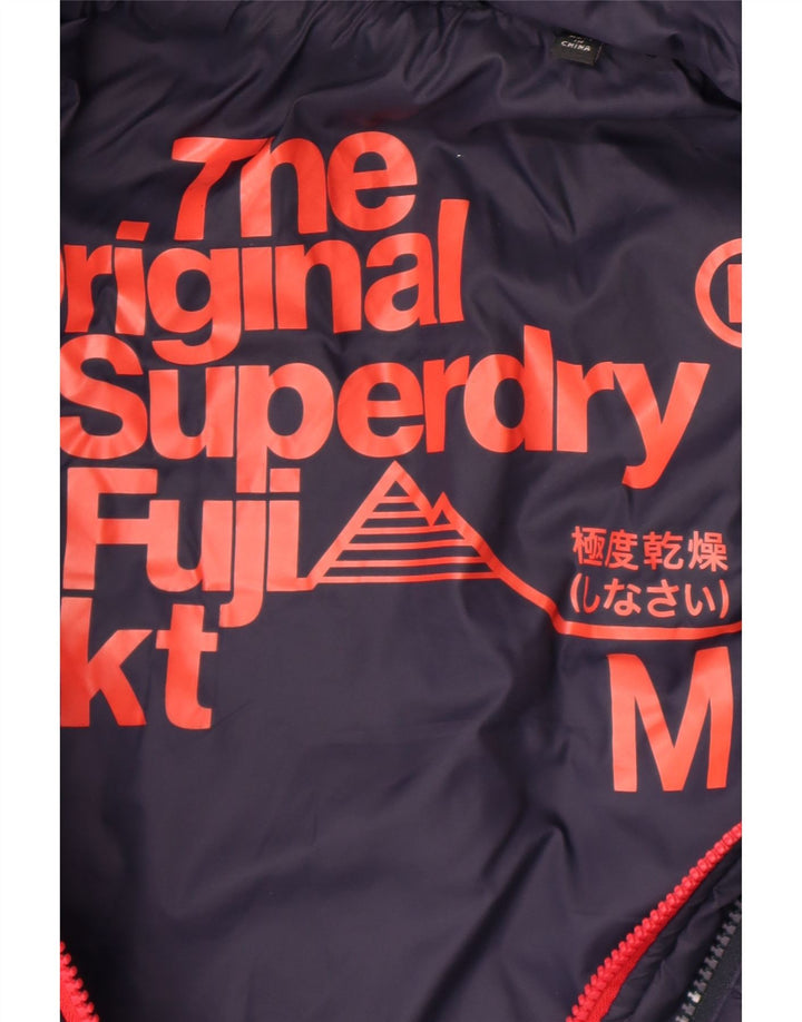 Superdry γυναικείο μπουφάν με κουκούλα UK 12 Medium Navy Blue Nylon