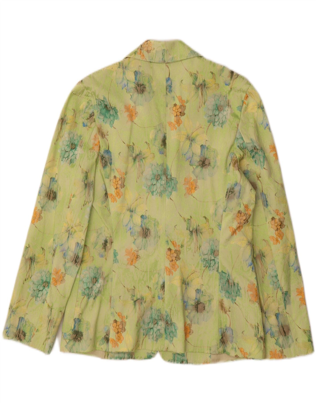 VINTAGE Womens 2 Button Blazer Jacket UK 12 Medium Green Floral Vintage Vintage and Second-Hand Vintage from Messina Hembry 