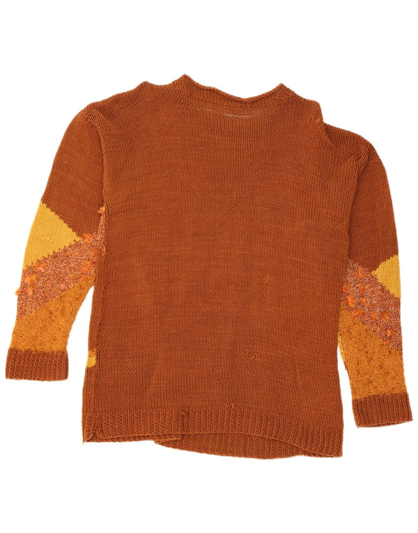 Vintage γυναικείο πουλόβερ με λαιμόκοψη UK 16 Large Brown Floral