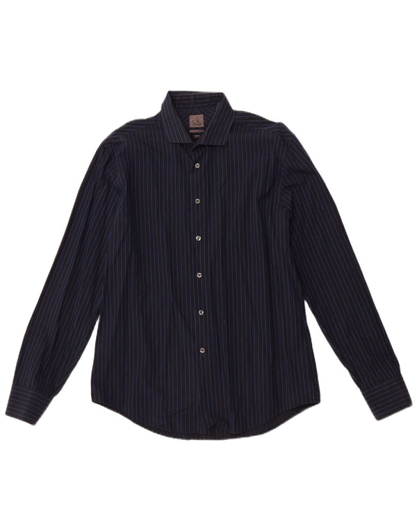 CALVIN KLEIN Ανδρικό πουκάμισο Slim Fit Μέγεθος 16 41 Μεγάλο μπλε ριγέ βαμβακερό