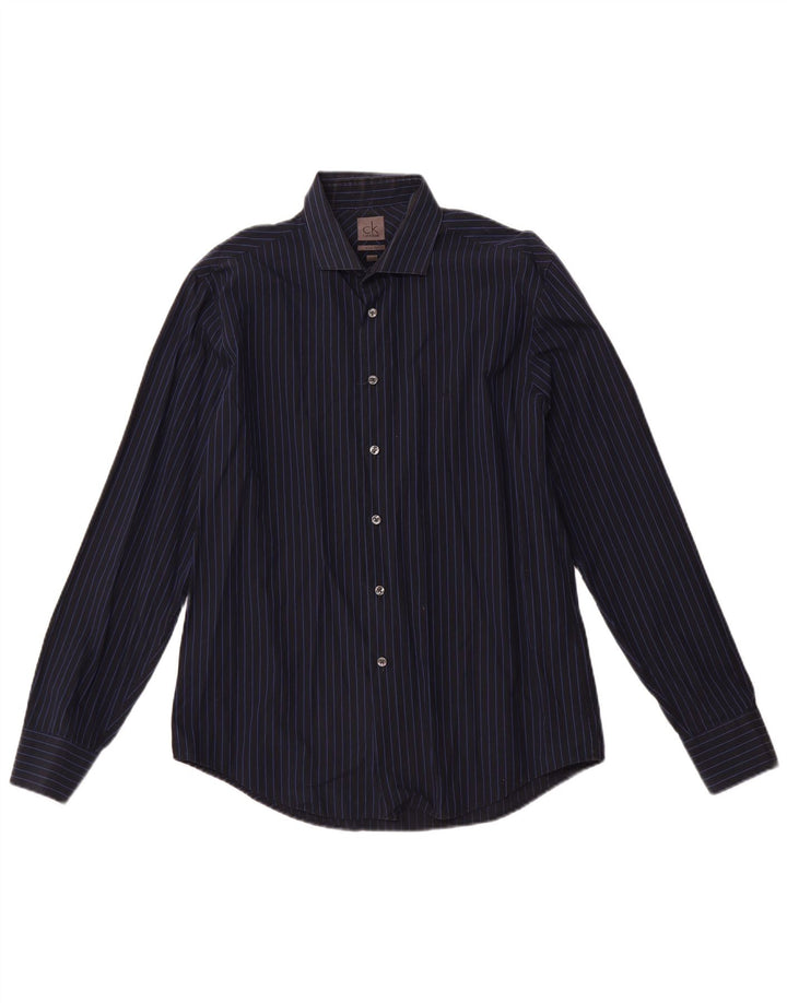 CALVIN KLEIN Ανδρικό πουκάμισο Slim Fit Μέγεθος 16 41 Μεγάλο μπλε ριγέ βαμβακερό