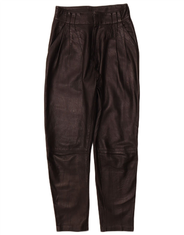VINTAGE Γυναικείο δερμάτινο παντελόνι IT 44 Medium W26 L26 μαύρο δέρμα