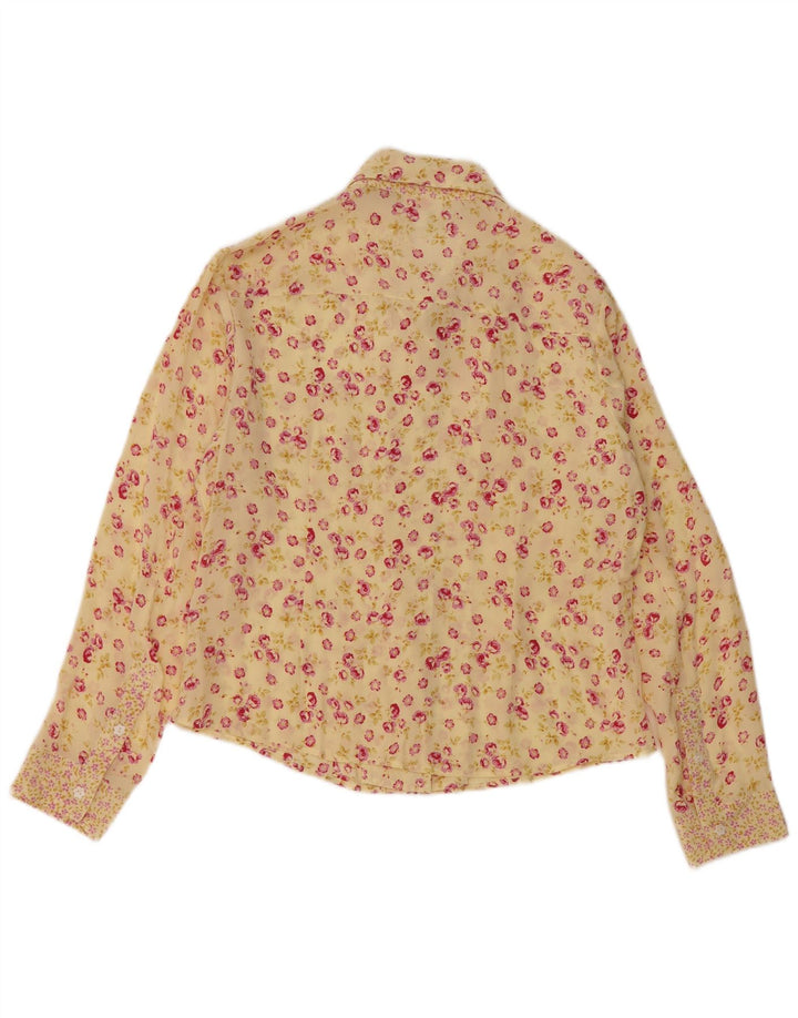 Γυναικείο πουκάμισο CHERIE Μπλούζα IT 46 Μεγάλο κίτρινο λουλουδάτο μετάξι