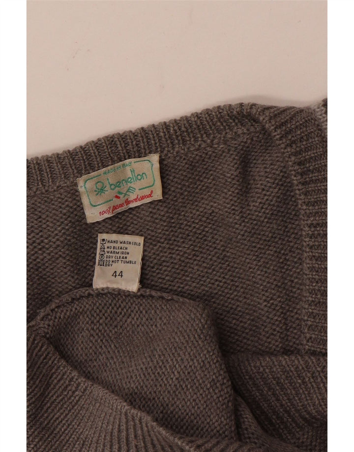 BENETTON Γυναικείο πουλόβερ με V λαιμόκοψη IT 44 Medium Grey Argyle/Diamond