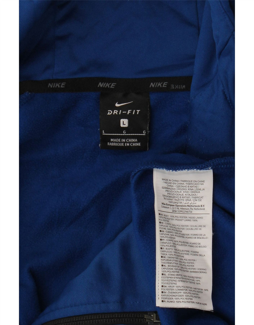 Ανδρικό πουλόβερ με κουκούλα με φερμουάρ Nike Dri Fit, μεγάλο μπλε πολυεστέρα