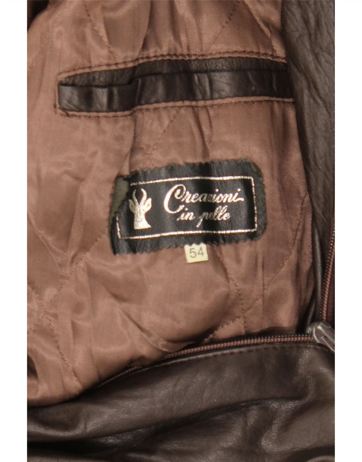 VINTAGE Ανδρικό Δερμάτινο Μπουφάν IT 54 2XL Καφέ Δερμάτινο