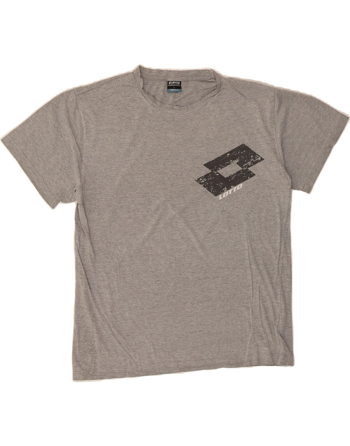 LOTTO Mens Graphic T-Shirt Top Large Grey Cotton Vintage Lotto and Second-Hand Lotto from Messina Hembry 